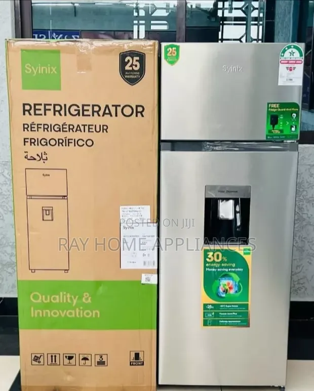 Brand New Syinix 210L Double Door Refrigerator with Dispenser - 1
