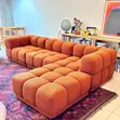 Modern Bubble Fabric 6-Seater Corner Sofa - Brown - 1