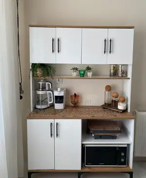 Modern Storage Kitchen Cabinet with Microwave Shelf
