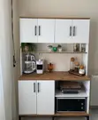 Modern Storage Kitchen Cabinet with Microwave Shelf - 1
