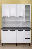Modern Storage Kitchen Cabinet with Microwave Shelf - 5