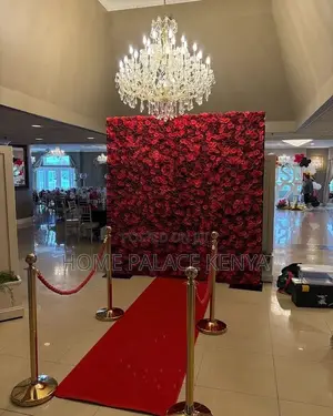 Luxury Red Rope Stanchion Set - Gold Metal Stands