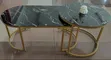 Meza ya Kahawa ya Oval ya 2-in-1 ya Marble (Athari ya Kioo) Nyeupe na Nyeusi - 1