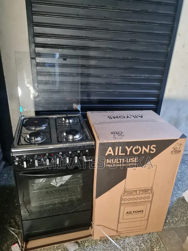 Ailyons 50x55cm 3+1 Gas Burner Standing Cooker with 60L Electric Oven - 1