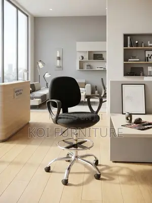 Mid Back Swivel Office Chair - Black Fabric