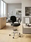 Mid Back Swivel Office Chair - Black Fabric - 1