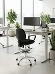 Mid Back Swivel Office Chair - Black Fabric - 2