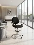 Mid Back Swivel Office Chair - Black Fabric - 3