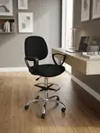 Mid Back Swivel Office Chair - Black Fabric - 4