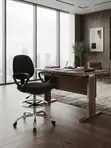 Mid Back Swivel Office Chair - Black Fabric - 5