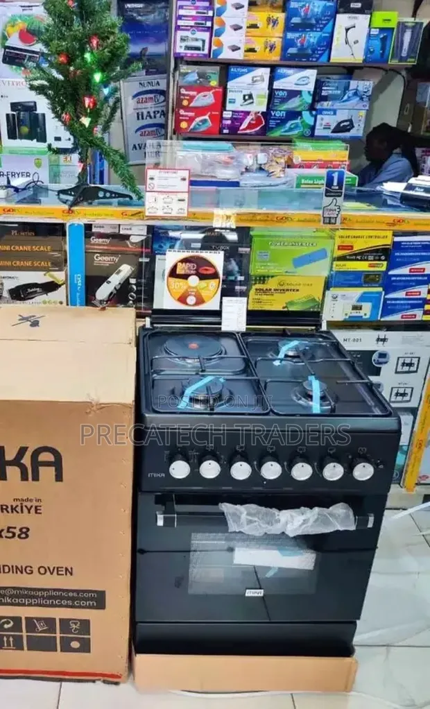 Black Mika 60x60 Standing Cooker – 3 Gas + 1 Electric - 1