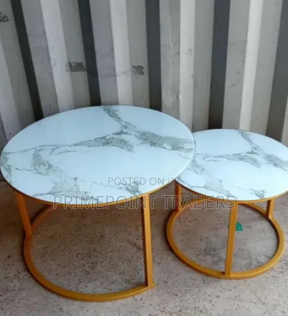 Elegant White Marble Effect Nesting Coffee Table - 1
