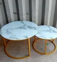 Elegant White Marble Effect Nesting Coffee Table - 1