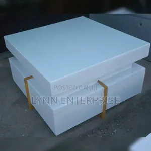 White Executive Modern Square Coffee Table with Metal Stand