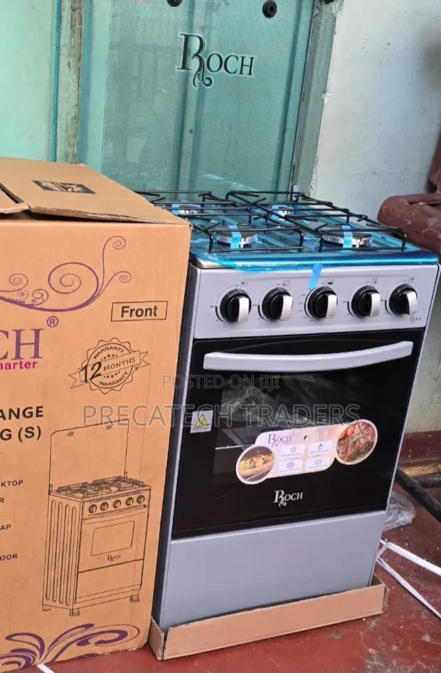Roch 4 Gas Burner Standing Cooker - Silver - 1