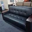 3 Seater Black Leather Sofa - Executive Design - 2