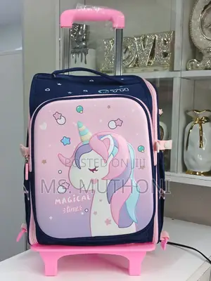 Unicorn Kids Trolley School Bag (Pink/Blue Pastel)