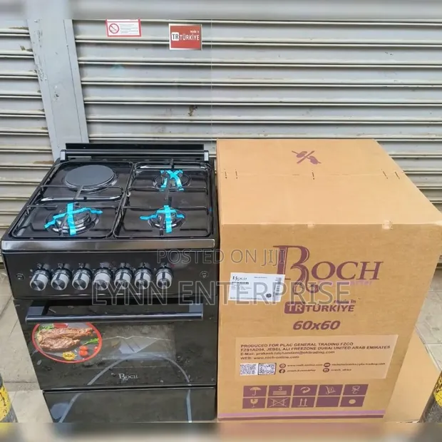 Roch Black Standing Cooker 60x60cm (3 Gas + 1 Electric) - 1