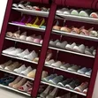 Maroon Double Column Shoe Rack with Canvas Cover - 1