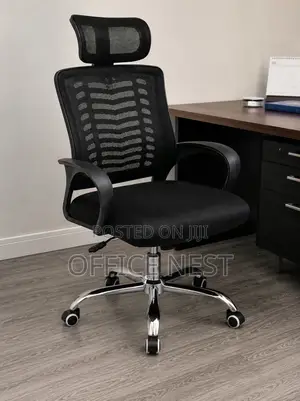 Ergonomic Office Chair with Headrest - Black