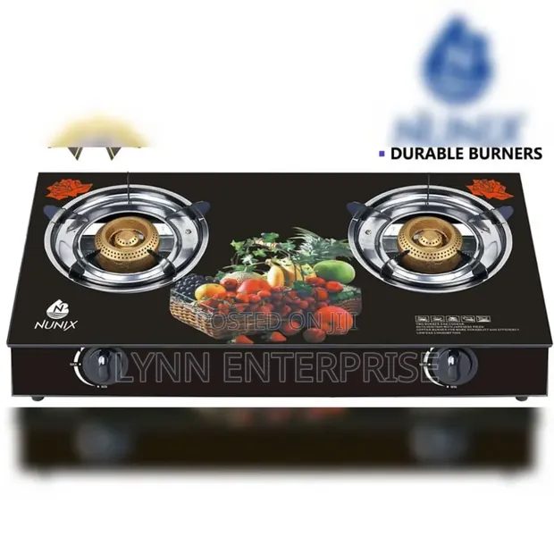 Nunix 2-Burner Auto Ignition Glass Top Gas Cooker - 1