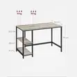 LASA Modern Study Desk with Shelves - Greige/Black - 2
