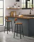 Set of 2 Rustic Counter-Height Bar Stools with Backrests - 2