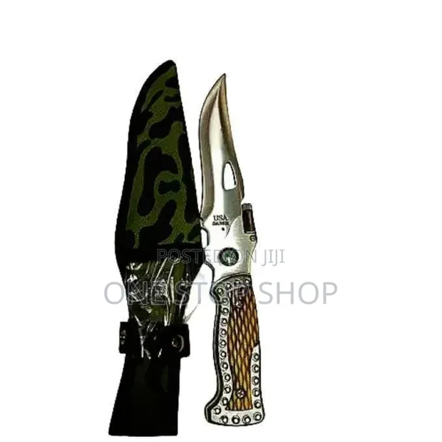 Camping and Hunting Knife with Camouflage Sheath - 1