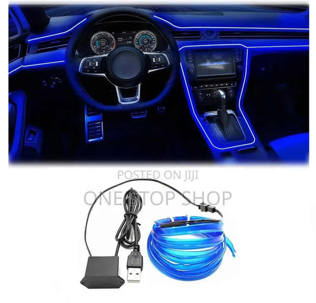 5m Ambient EL Wire Light Kit for Car Dashboard Console Trim - 1