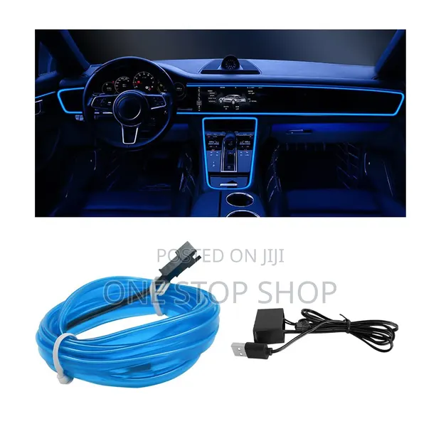 5m Vibrant Blue Glow USB Custom Car Ambient Dashboard Lighting - 1