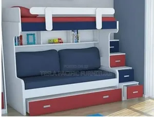 Modern Kids Storage Bed with Study Shelves