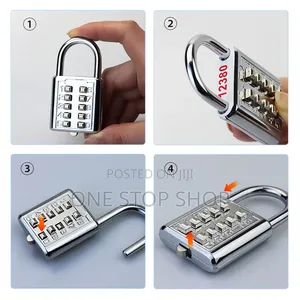 2pcs Button Combination Padlock with Steel Shackle