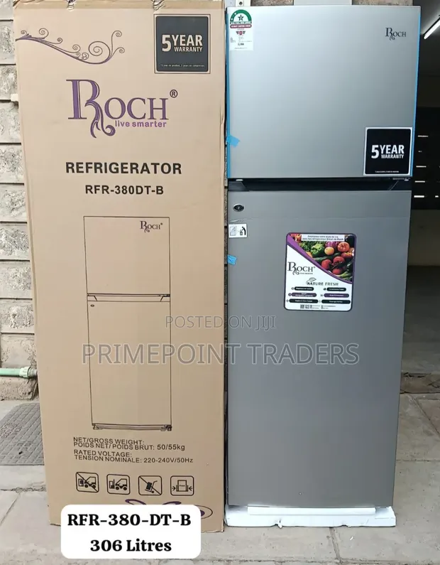 ROCH RFR-380-DT-B 306 Litre 2-Door Refrigerator - 1