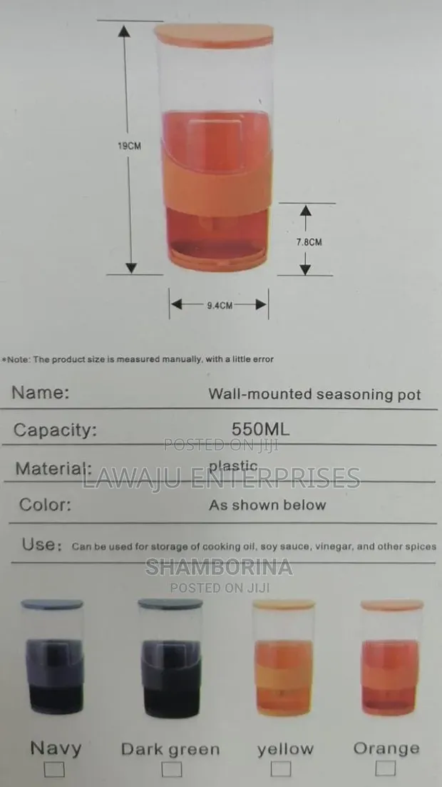 Wall Mounted Oil/Spice Decanter - 550ml - 1
