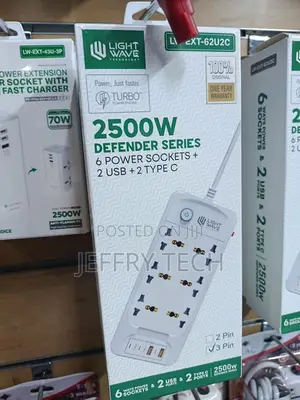 Lightwave 6-Way Extension Socket with 2 USB-A + 2 Type-C, 3m Cable