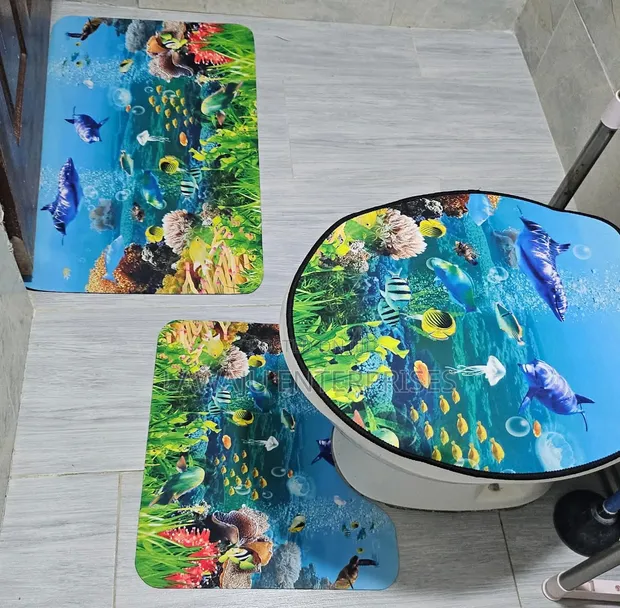 3-Piece Non-Slip 3D Toilet Mat Set - 1