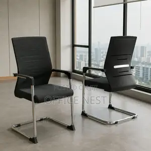 Black Visitor Office Chair - Chrome Frame