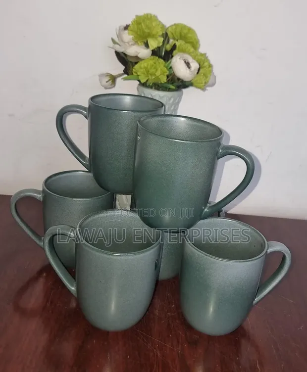 Green Ceramic Mugs - Set of 6 - 1