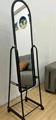 Modern Full-Length Mirror with Shoe Storage & Wheels - 2
