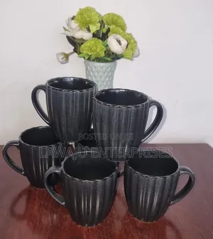 Black Ceramic Coffee Cups - Set of 6