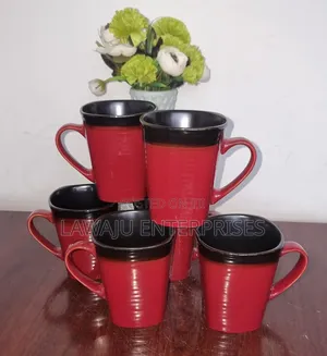 Red Stoneware Mugs (Set of 6)