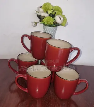 Red Ceramic Mugs (Set of 6)