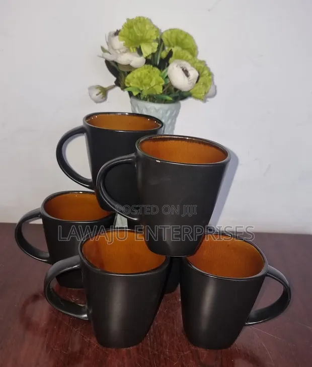 Dual Tone Ceramic Mugs - Set of 6 - 1