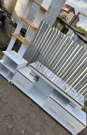 Modern TV Stand with LED Lights & Flower Decor Stand