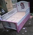 3x6 Kids Baby Cot Bed with Underbed Cabinet & Side Rail - Pink - 1