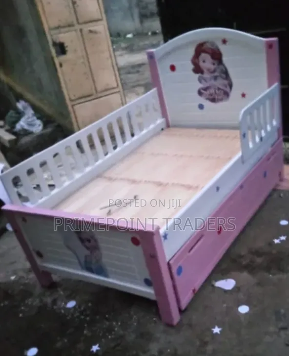 3x6 Kids Bed with Safety Rail & Underbed Cabinet - 1