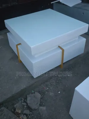 Modern White Square Coffee Table - Metal Frame
