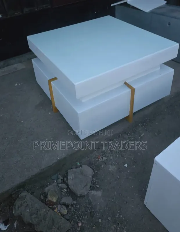 Luxury White Executive Coffee Table - Modern Square - 1