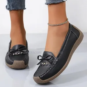 Executive Ladies Loafer Shoes - Brown Leather