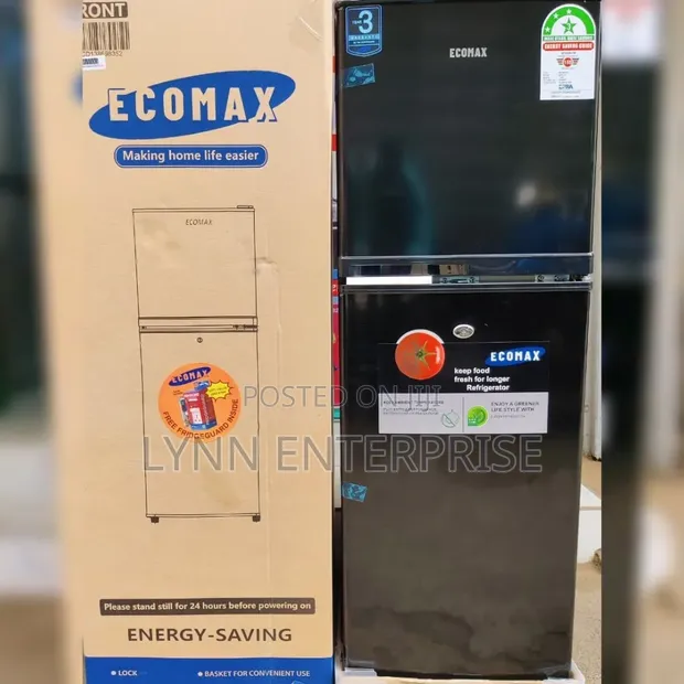 ECOMAX Double Door Refrigerator - 138L Black - 1